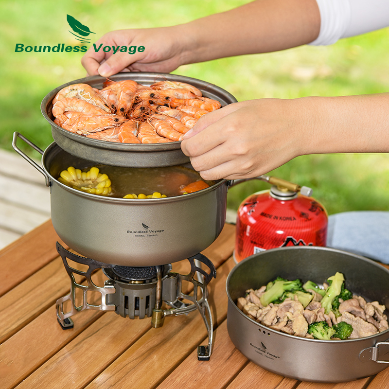Camping Cooking Pots And Pans - Boundless Voyage Titanium Steamer Stockpot with