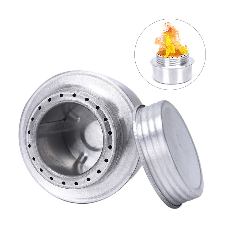 Camping Cooking Burner - Ultralight Silver Alcohol Stove Sealed Lid