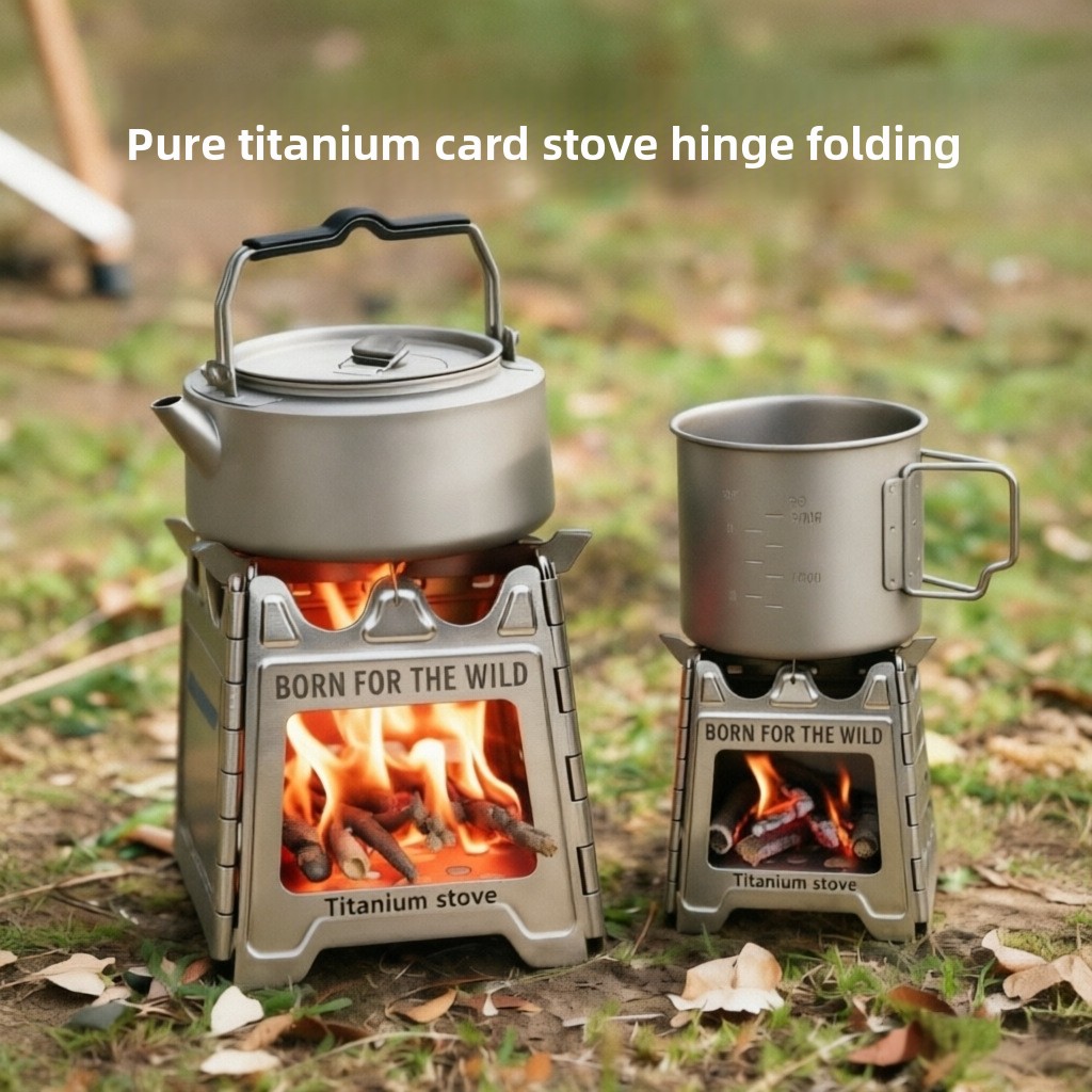 Camping Cooking Burner - TiForge Compact Folding Titanium Wood Stove