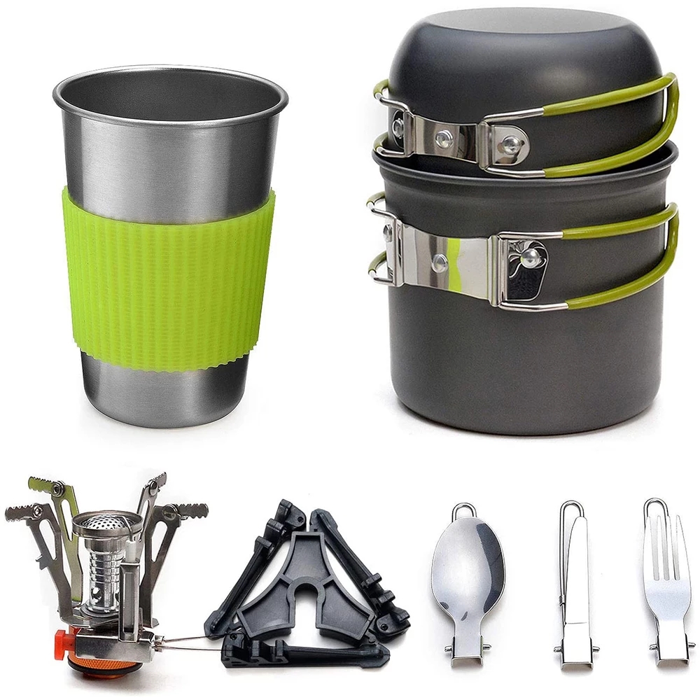 Camping Cooking Survival - Camping Cookware Kit with Stove Outdoor