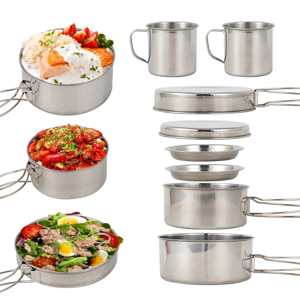 8pcs/Set Camping Cookware Mess - Camping Cooking Utensil Set 评论和价格