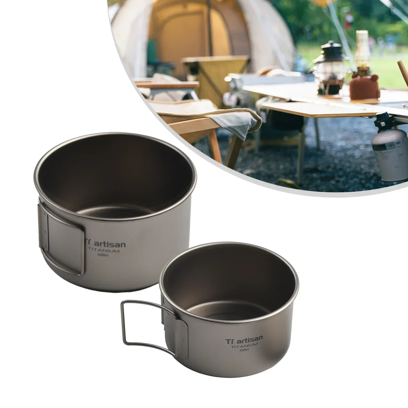 Titanium Bowl With Folding Han - Campfire Cooking Anime 评论和价格