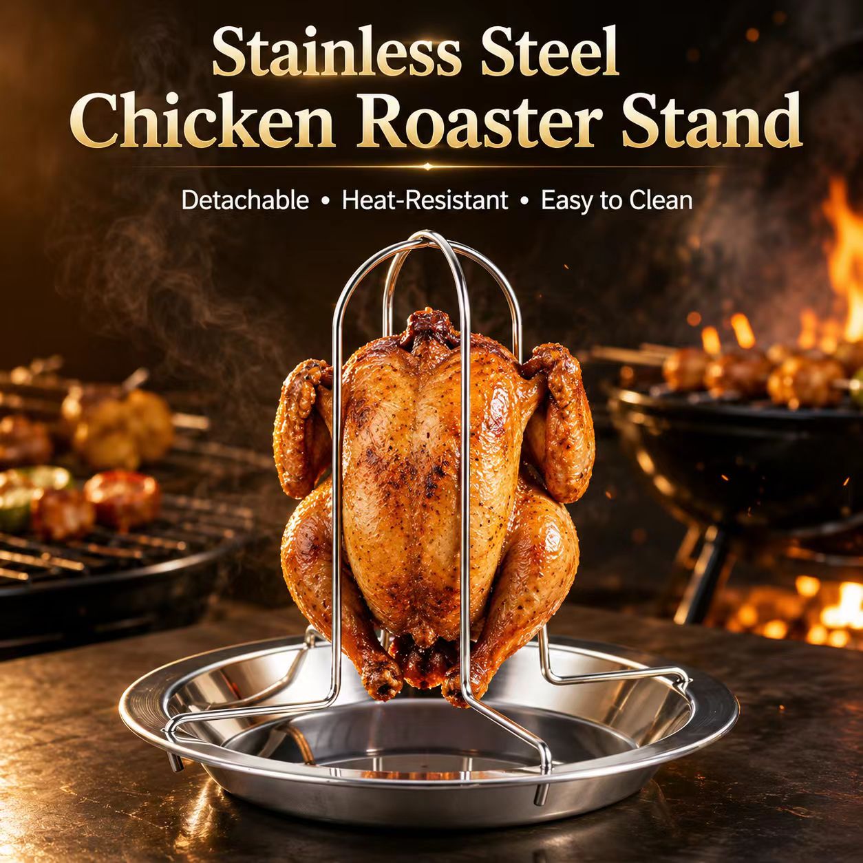 Portable Whole Chicken BBQ Gri - Camping Cooking Grill 评论和价格
