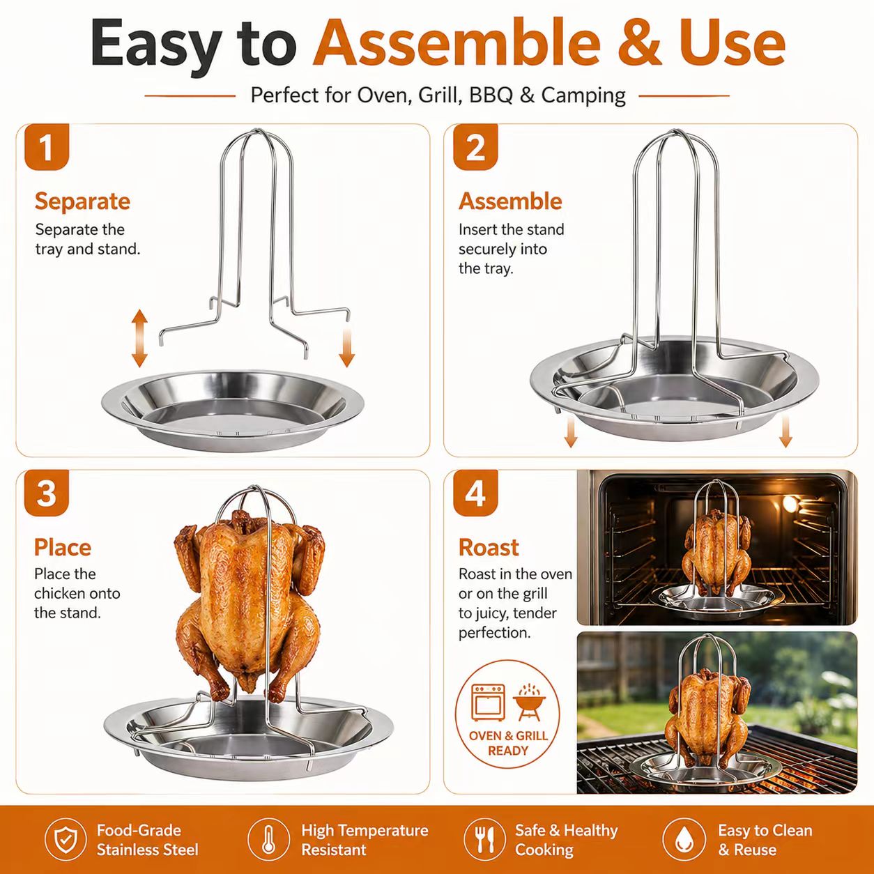 Portable Whole Chicken BBQ Gri - Camping Cooking Grill 评论和价格