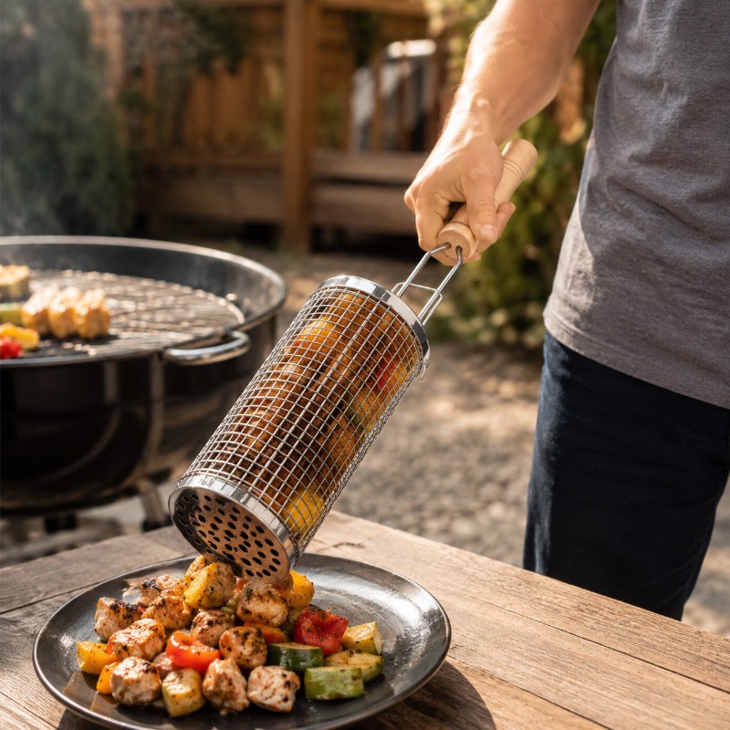 Round Barbecue Grill Basket Se - Camping Cooking Grill 评论和价格