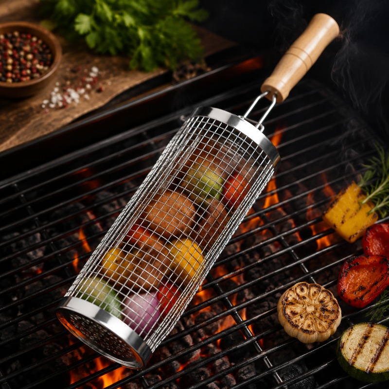 Round Barbecue Grill Basket Se - Camping Cooking Grill 评论和价格