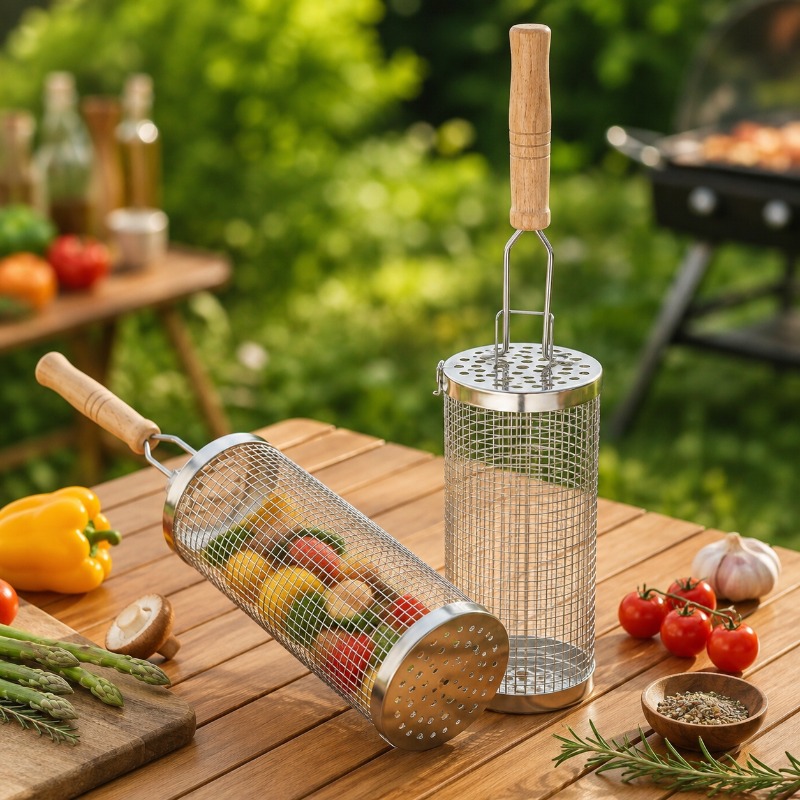 Round Barbecue Grill Basket Se - Camping Cooking Grill 评论和价格