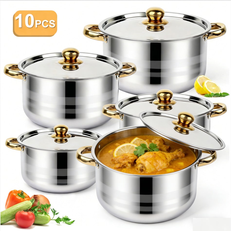 Stainless Steel Pot Set Modern - Camping Cooking Pan Set 评论和价格