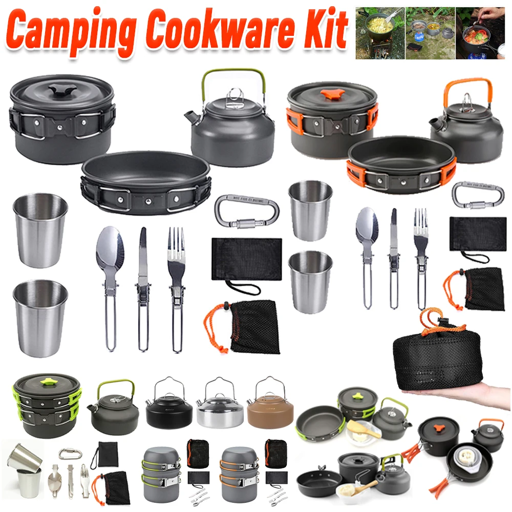 Camping Cookware Kit Kettle Po - Camping Cooking Utensil Set 评论和价格